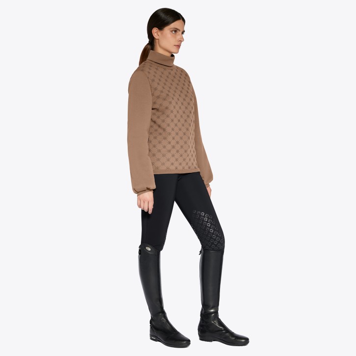 Cavalleria Toscana Damen Rollkragen-Pullover Mini Orbit Flock cacao