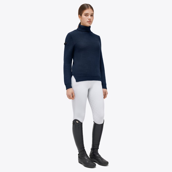 Cavalleria Toscana Damen Rollkragenpullover Merinowolle blau