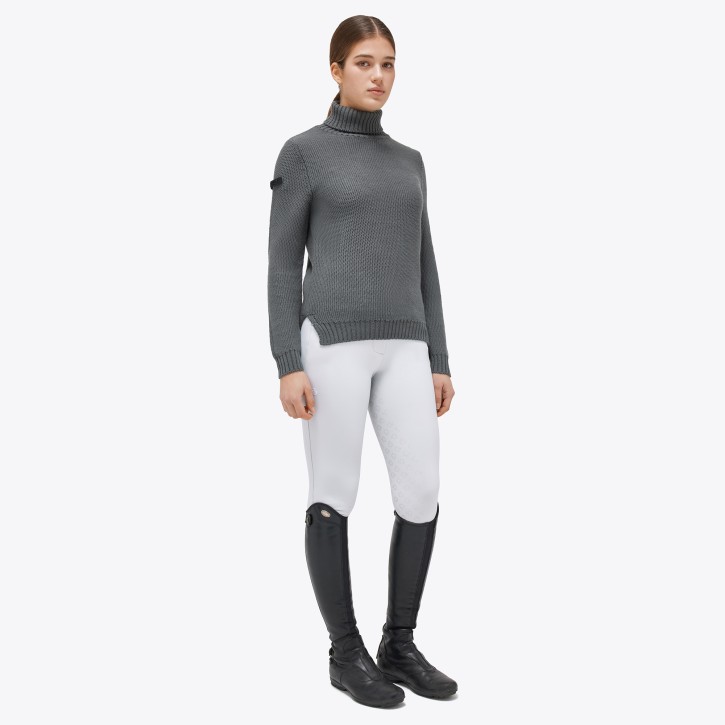 Cavalleria Toscana Damen Rollkragenpullover Merinowolle grau