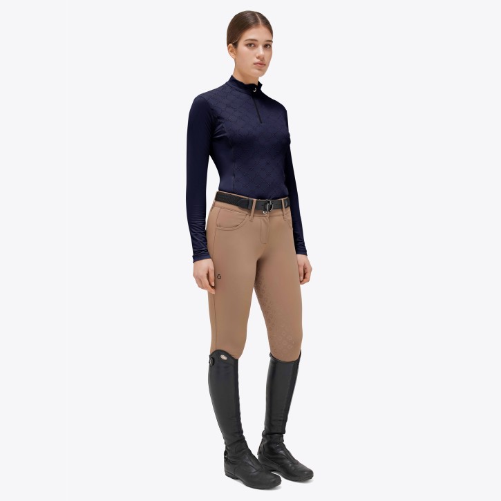Cavalleria Toscana Damen Fleece-Trainingsshirt langarm blau
