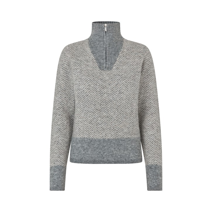 Kingsland Damen Half-Zip Strickpullover KLAudrey Light Grey Melange