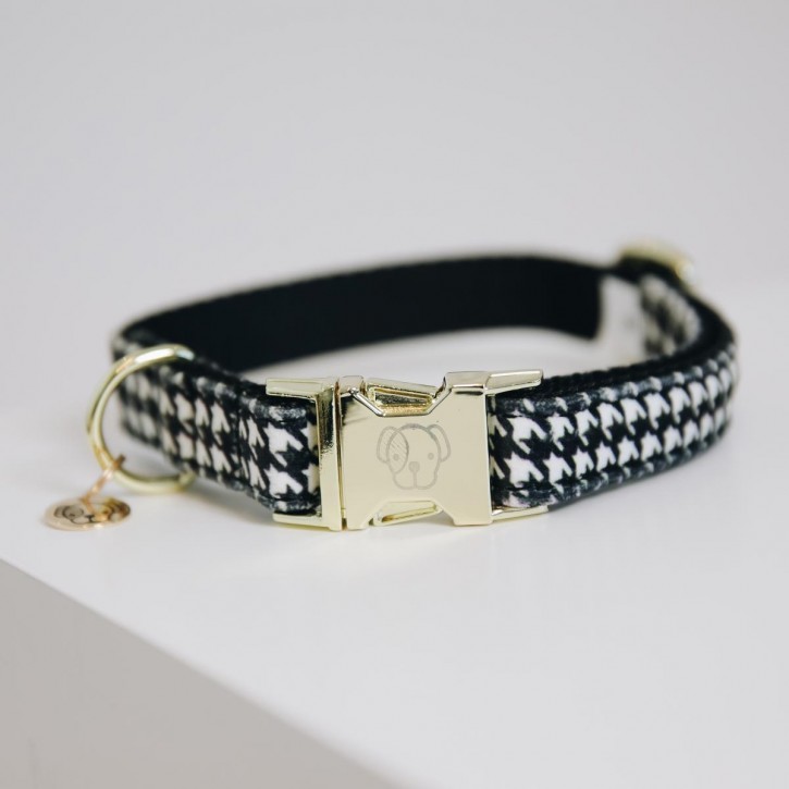 Kentucky Hundehalsband Pied-de-Poule schwarz