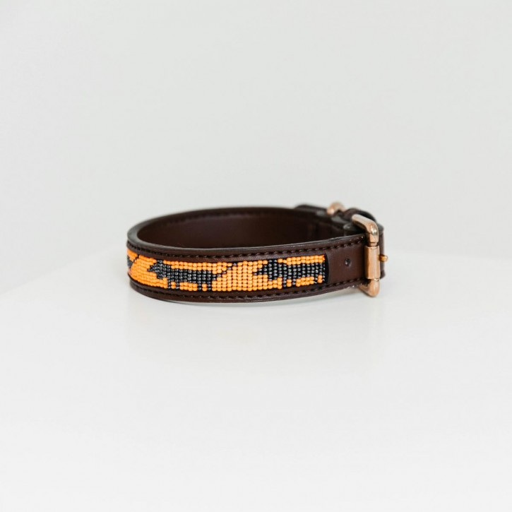 Kentucky Hundehalsband Pearls orange und schwarz ML