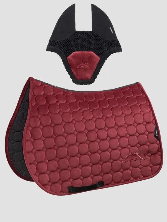 Equiline Dressurschabracke Velvet EQGaulo mit Fliegenohren Alpine Plum