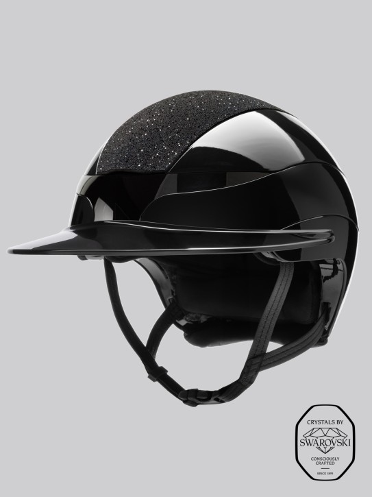 Equiline Reithelm Xanto Sonnen-Visier Schwarz Glänzend Top Swarovski