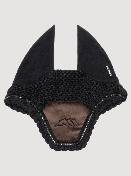 Equiline Fliegenohren Velvet Eqenti mit Strasssteinen Coffee Bean