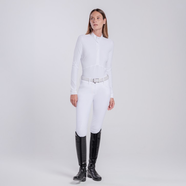 Cavalleria Toscana Damen Langarm Turniershirt Weiß