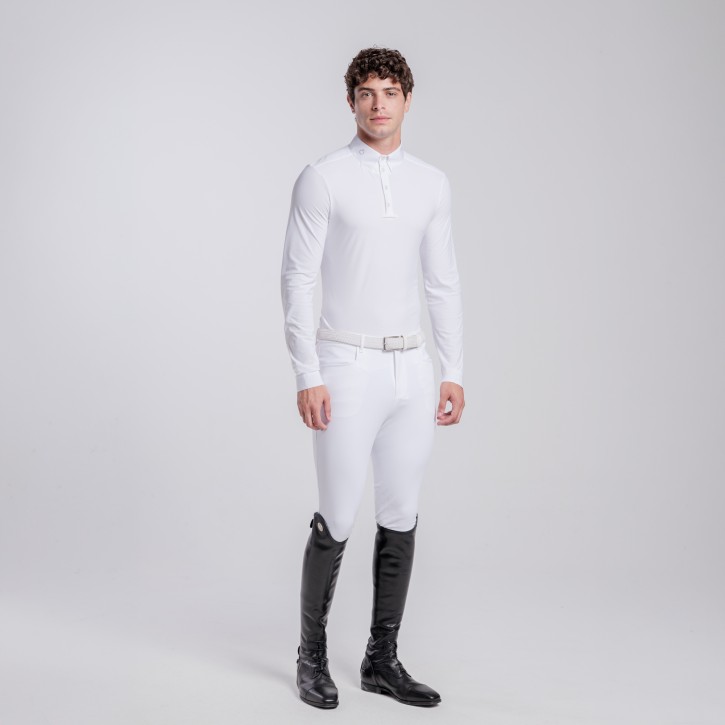 Cavalleria Toscana Herren Langarm Turniershirt Weiß
