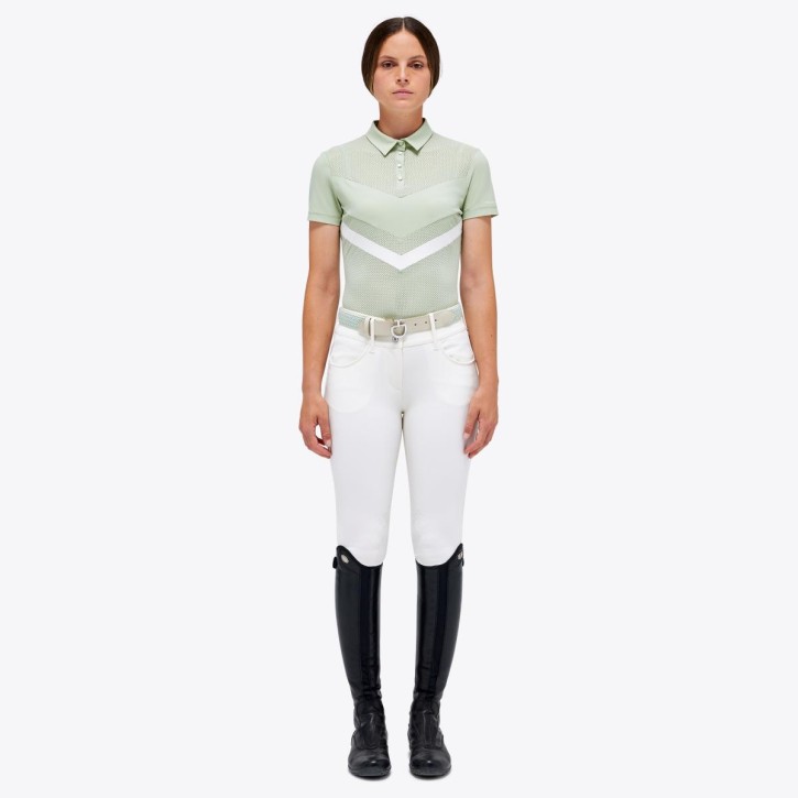 Cavalleria Toscana perforiertes Damen-Poloshirt Jersey Pistachio