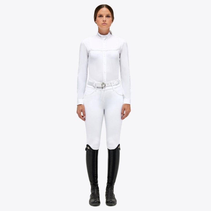 Cavalleria Toscana Damen-Turniershirt Jersey langarm weiß