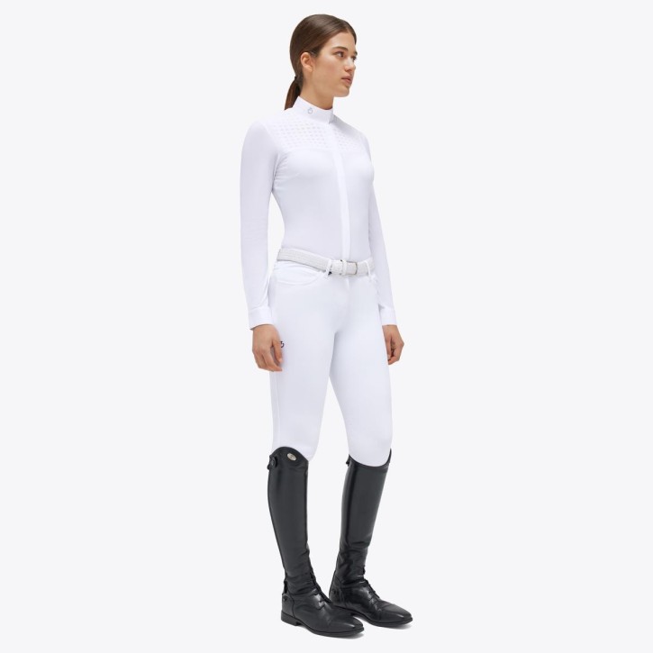 Cavalleria Toscana Damen-Turniershirt Jersey langarm weiß