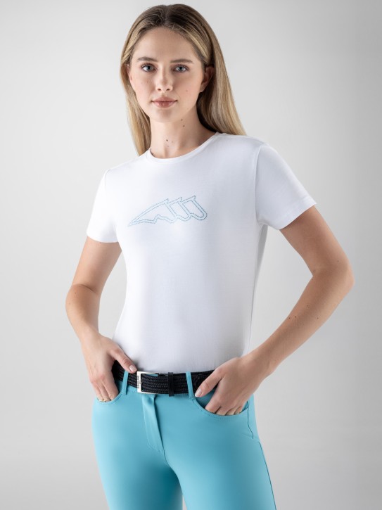 Equiline Damen T-Shirt Gosbig Weiß/Aquamarin