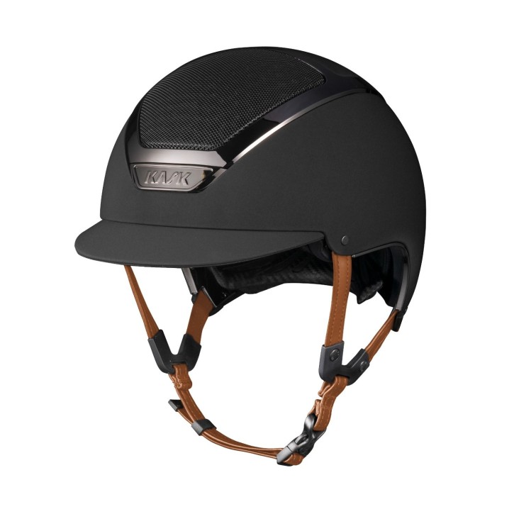 Kask Reithelm Dogma Chrome Schwarz beige Kinnriemen 57