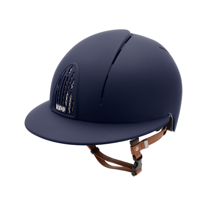 KEP Reithelm Cromo Smart Polo m. Inlay blau matt / beiger Kinnriemen