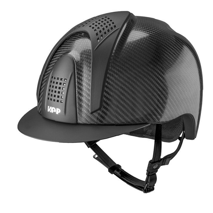 KEP E-LIGHT Carbon Reithelm mit Opaque inserts glänzend schwarz