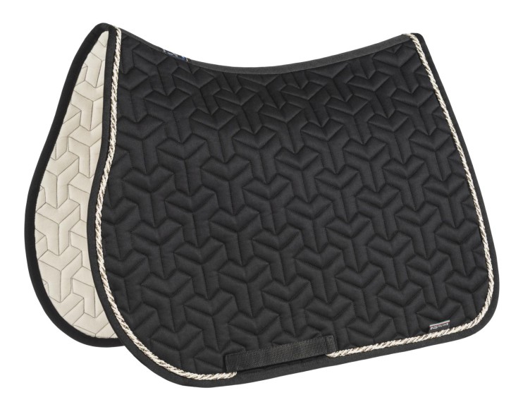 Equiline Dressurschabracke Tetrix Schwarz mit goldener Glitzerkordel