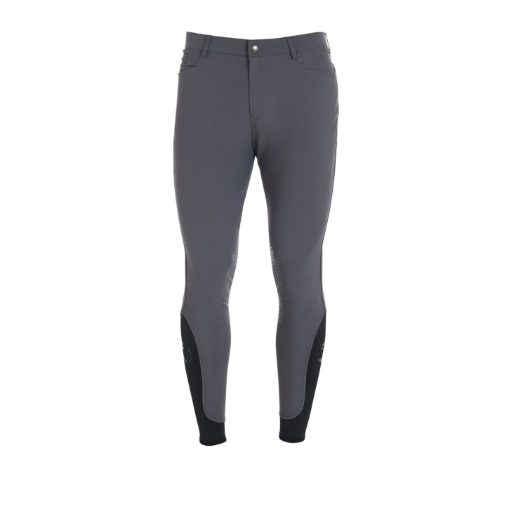 Equestro Herren Reithose Slim-Fit mit Kniegrip - Asphalt Grau
