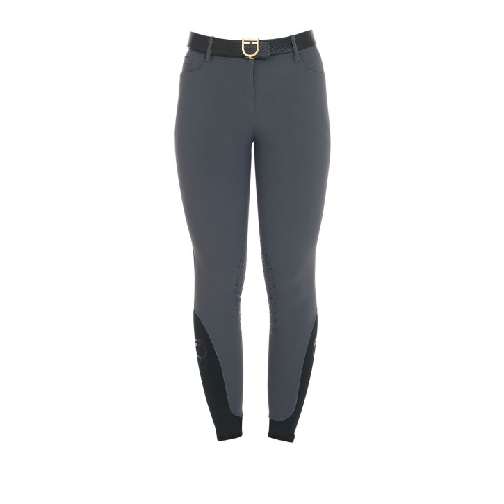 Equestro Damen Reithose Slim-fit mit Kniegrip - Grau