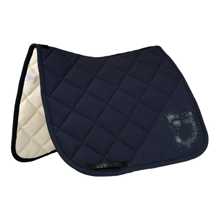 Equestro Dressurschabracke Glitzer Logo - Navy FULL
