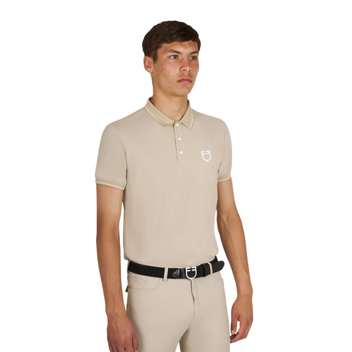 Equestro Herren Trainingspolo - Oxford Tan/Weiß
