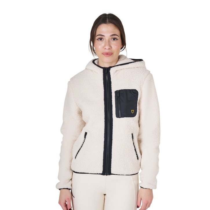 Equestro Damen Teddy Fleece Jacke Antique White