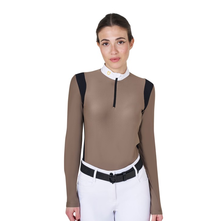 Equestro Damen Turniershirt Slim Fit Walnut