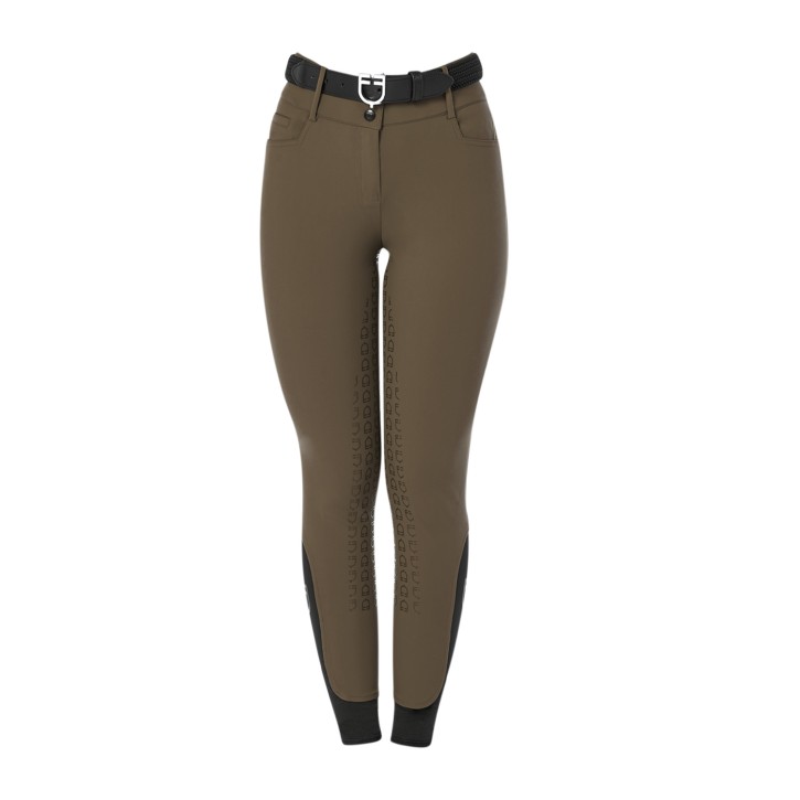 Equestro Damen Reithose Highwaist mit Vollgrip - Walnut