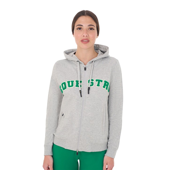 Equestro Damen Hoodie - hellgrau/grün