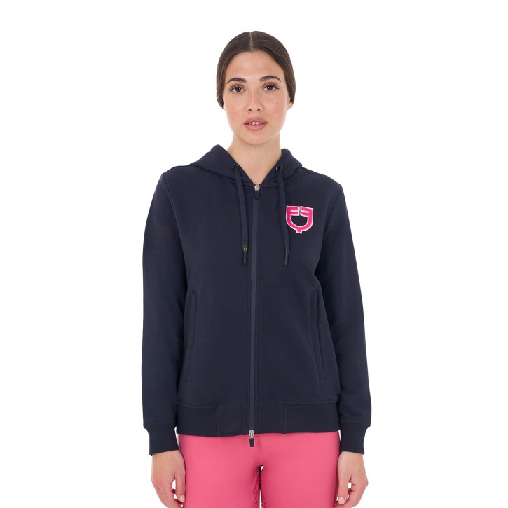 Equestro Damen Logo Hoodie - navy/pink
