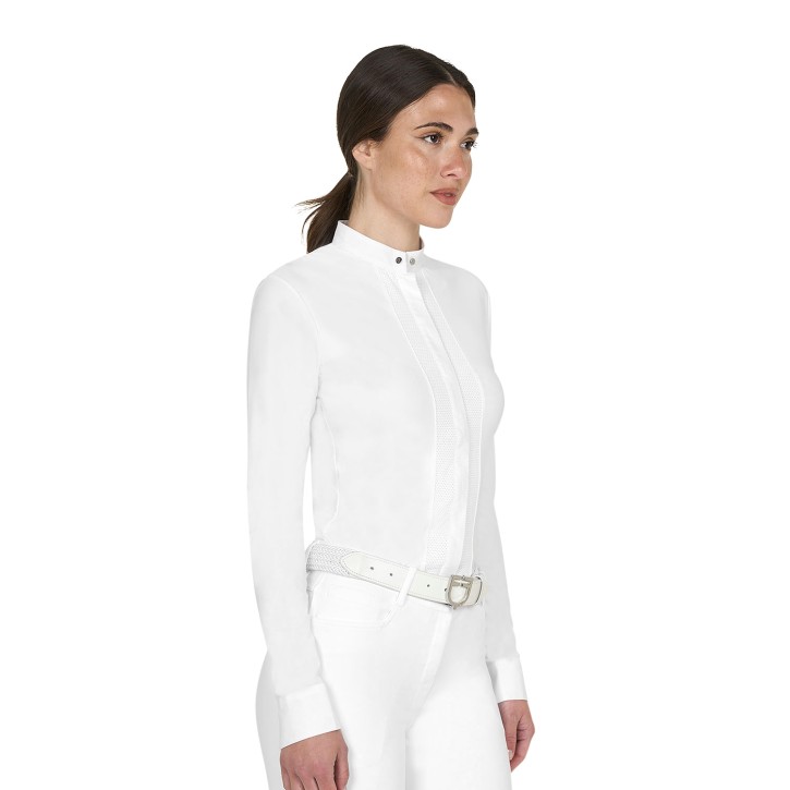 Equestro Damen Turniershirt mit Mesh Einsätzen - Weiß