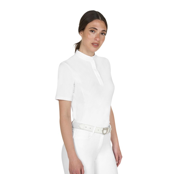 Equestro Damen Turniershirt kurzarm - Weiß