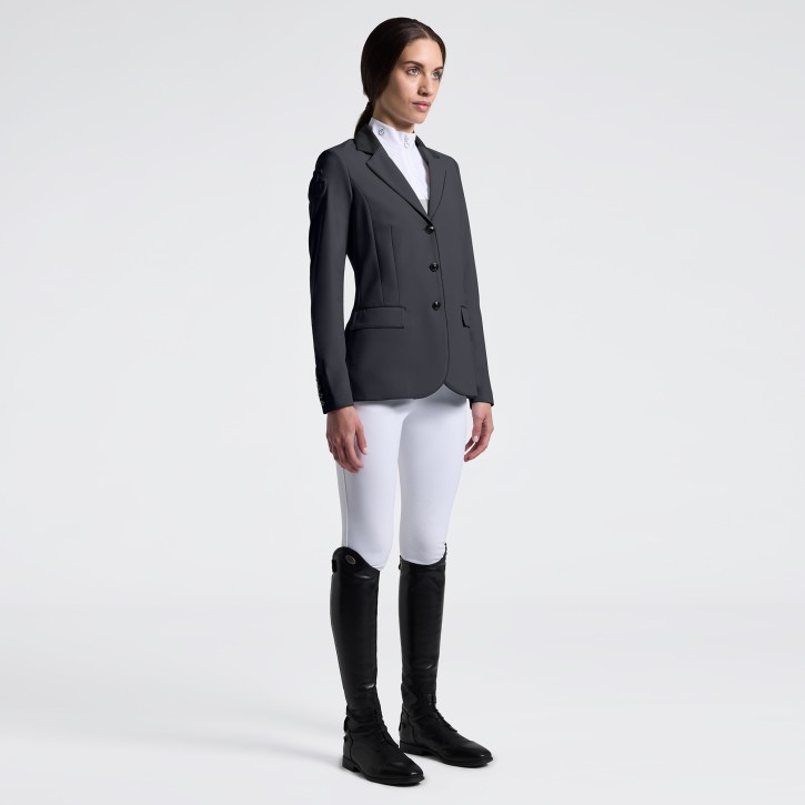 Cavalleria Toscana Damen Turnierjacket Halb Perforiert Charcoal