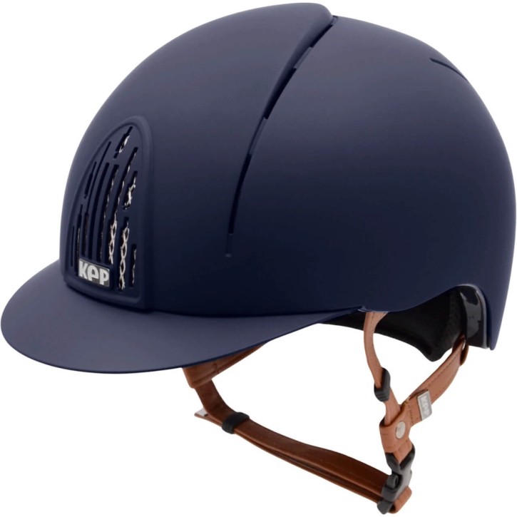 KEP Reithelm Cromo Smart m. Inlay blau matt / beiger Kinnriemen