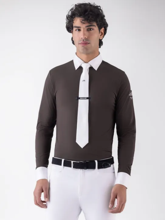 Equiline Herren Turniershirt EQCamic langarm weiß