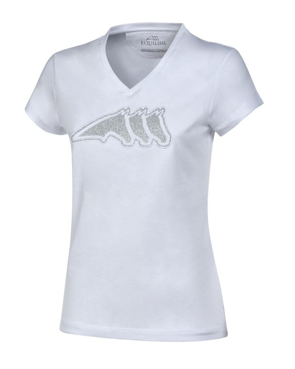 Equiline Damen T-Shirt Geberg Weiss m. Glitzer Logo