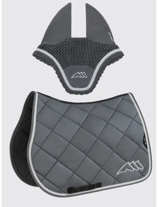 Equiline Spring Schabracke EQ Chroma mit Fliegenmütze Grau/Weiß