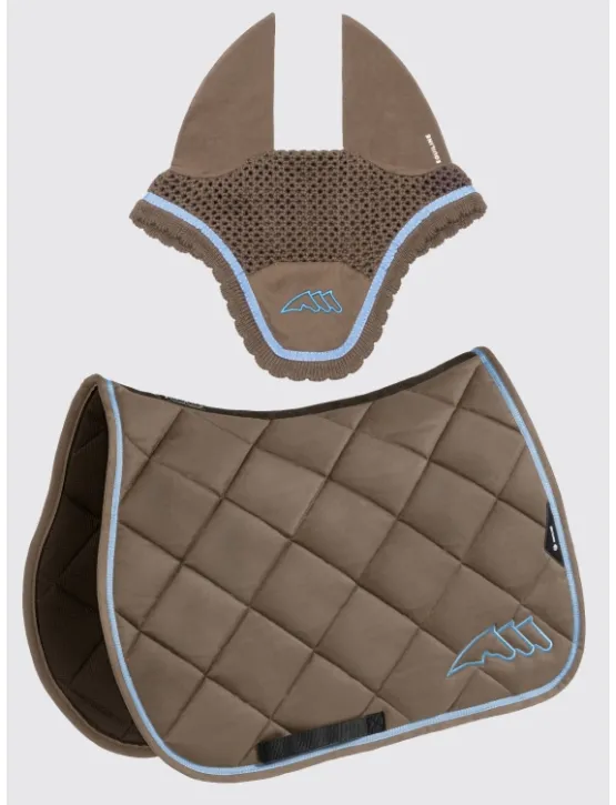 Equiline Spring Schabracke EQ Chroma mit Fliegenmütze Cappucino/Hellblau