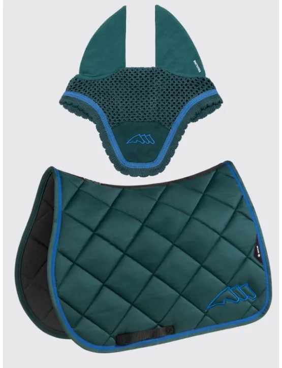 Equiline Dressur Schabracke EQ Chroma mit Fliegenmütze Grün/Blau
