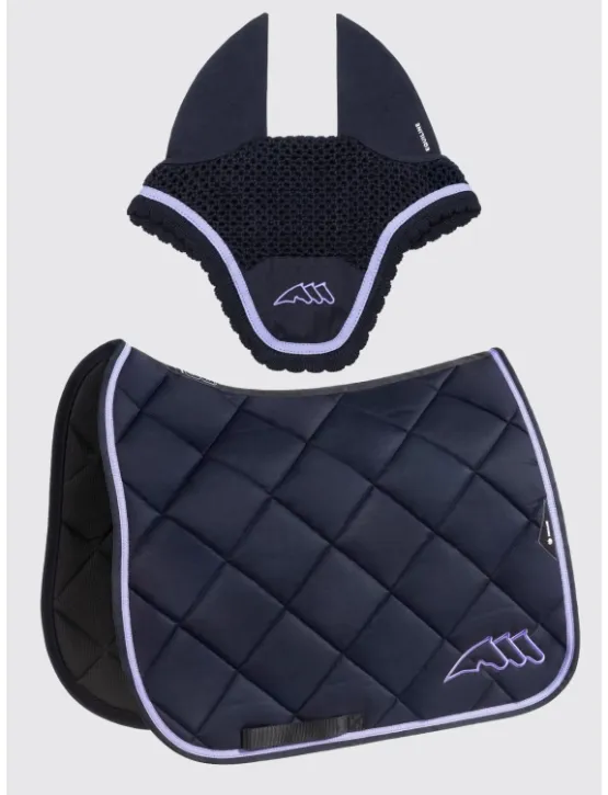 Equiline Dressur Schabracke EQ Chroma mit Fliegenmütze Blau/Flieder
