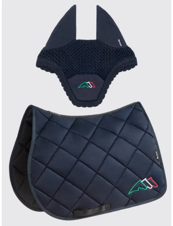 Equiline Spring Schabracke EQ Tricolore mit Fliegenmütze Blau