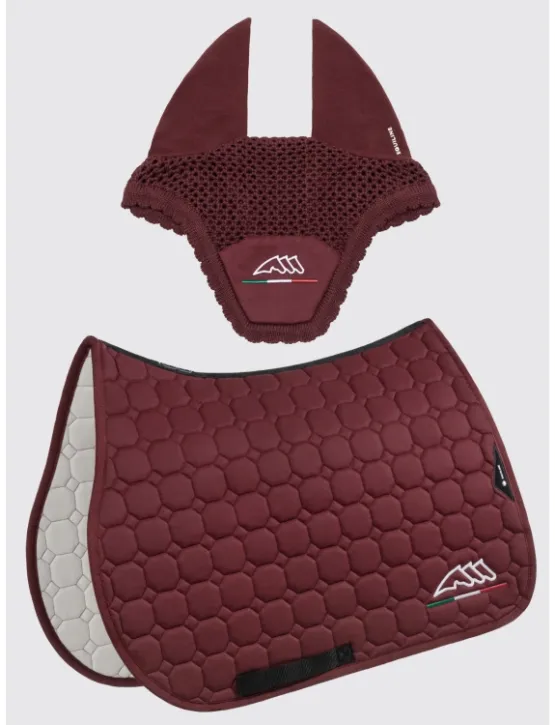 Equiline Dressur Schabracke EQ Flaggy mit Fliegenmütze Bordeaux