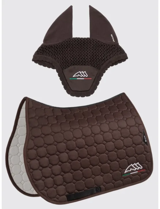 Equiline Dressur Schabracke EQ Flaggy mit Fliegenmütze Braun