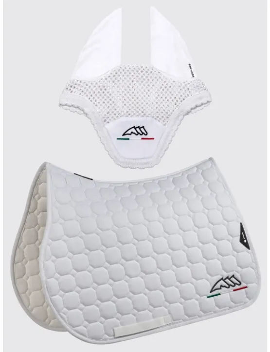 Equiline Spring Schabracke EQ Flaggy mit Fliegenmütze Weiß