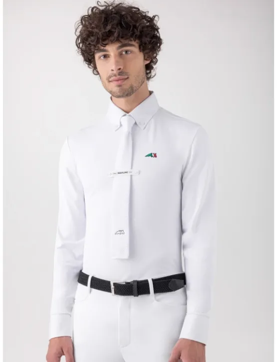 Equiline Herren Turniershirt Langarm David Weiß