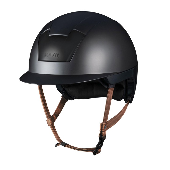 KASK Reithelm KOOKI m. Inlay Black Shadow Schwarz Kinnriemen Beige