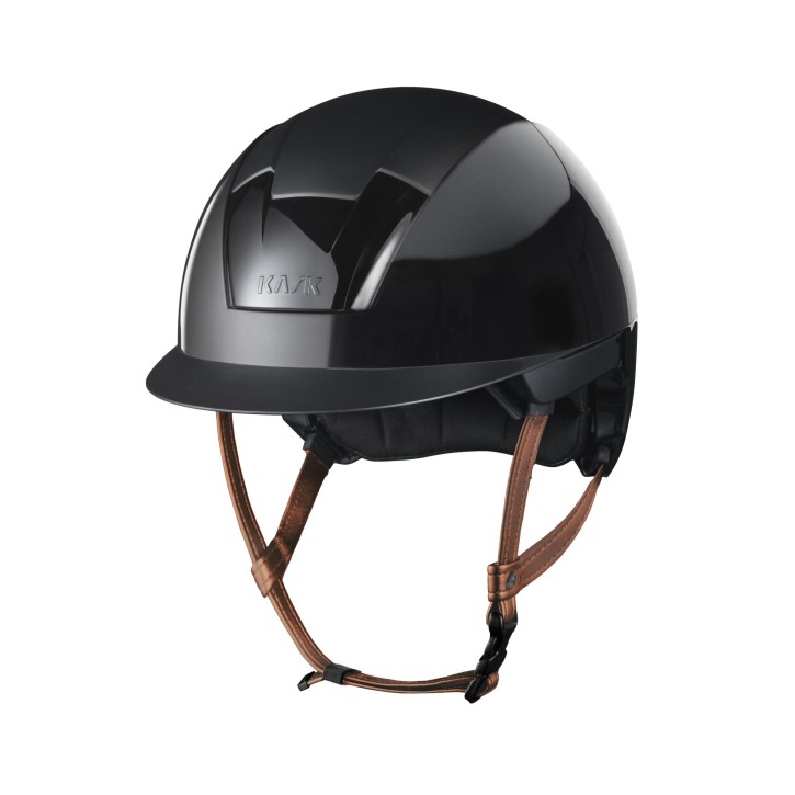 KASK Reithelm KOOKI m. Inlay Glänzend Schwarz Kinnriemen Beige