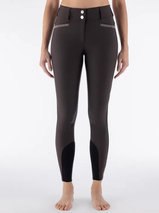 Equiline Damen Vollgrip Reithose Highwaist Eqcrystalef Coffee Bean