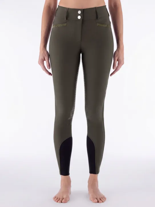 Equiline Damen Vollgrip Reithose Highwaist Eqcrystalef Olive Night