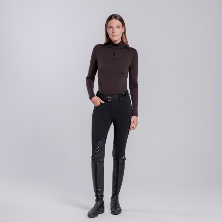 Cavalleria Toscana Damen Langarm Trainingsshirt Espresso