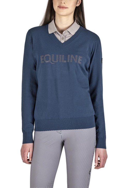 Equiline Damen-Pullover mit V-Ausschnitt Eleonore diplomatic blue